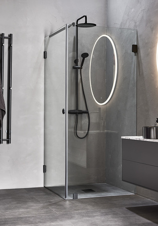 Dusjhjørne Infinity Combi Dør/Vegg 90X80 Svart