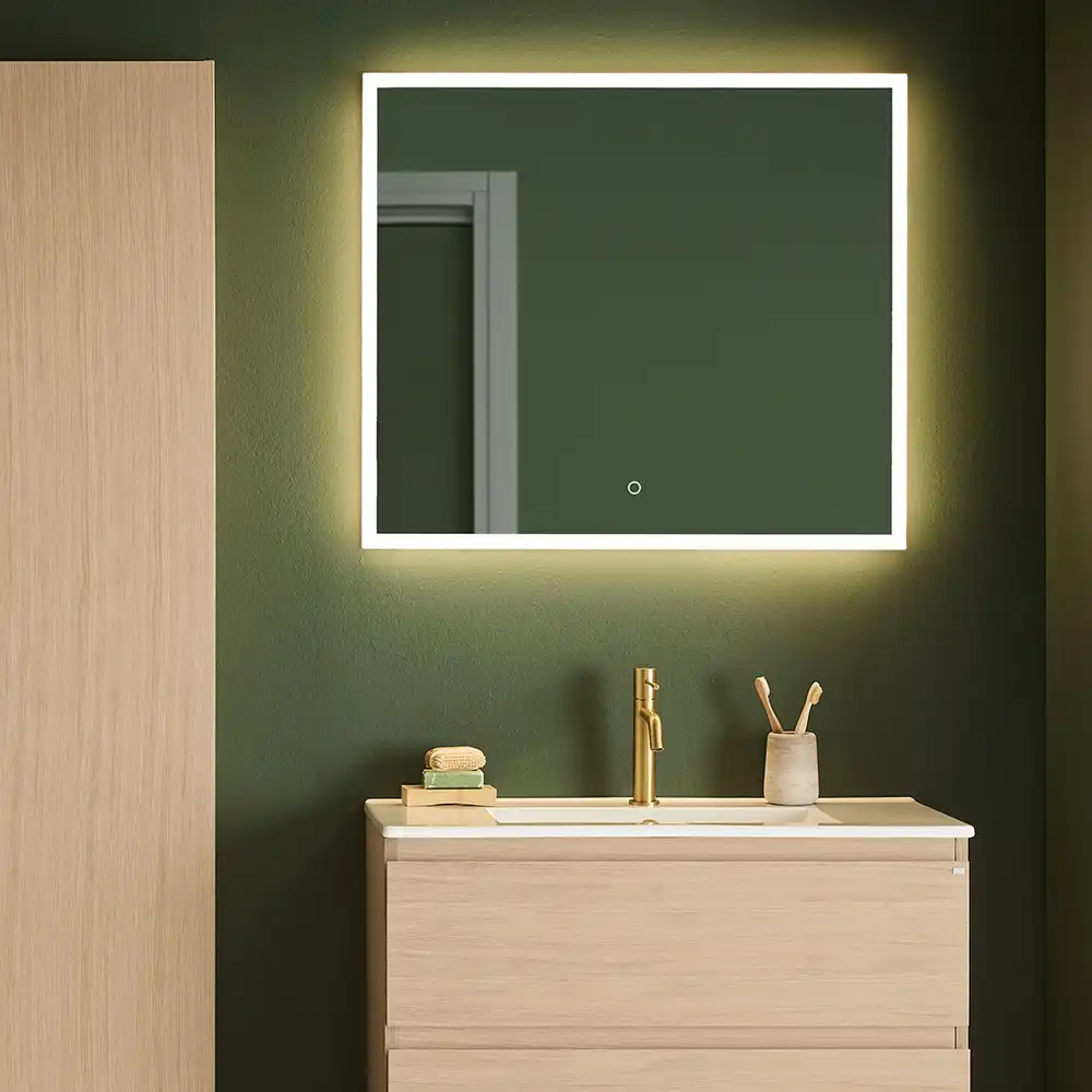 Store Square speil med LED-belysning
