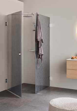 Dusjhjørne Infinity Lace Combi Dør/Vegg 90X80 Krom