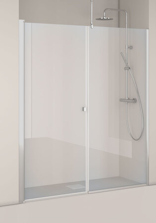 Dusjvegg Igloo Pro Nisje 1455-1485Mm Dør 80 + Vegg 70 Klarglass Aluminium