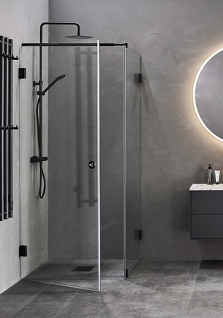 Dusjhjørne Infinity Combi Dør/Vegg 100X80 Svart