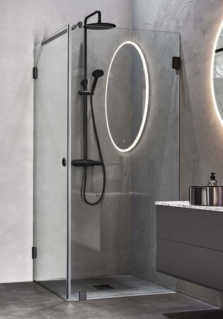 Dusjhjørne Infinity Combi Dør/Vegg 90X100 Svart